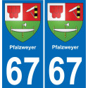 67 Pfalzweyer autocollant sticker plaque immatriculation auto ville