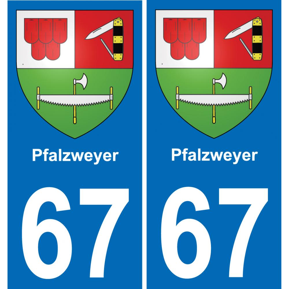 67 Pfalzweyer autocollant sticker plaque immatriculation auto ville