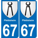 67 Pfettisheim autocollant sticker plaque immatriculation auto ville