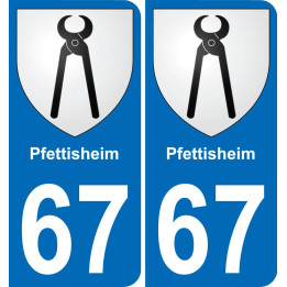 67 Pfettisheim autocollant sticker plaque immatriculation auto ville