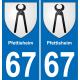 67 Pfettisheim sticker plate registration city