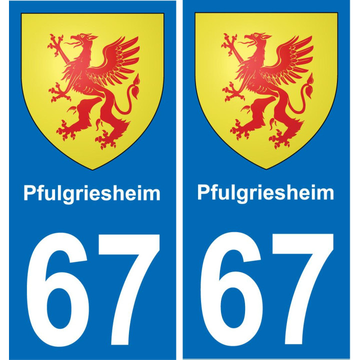 67 Pfulgriesheim placa etiqueta de registro de la ciudad