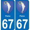 67 Plaine autocollant sticker plaque immatriculation auto ville