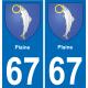 67 Plaine placa etiqueta de registro de la ciudad