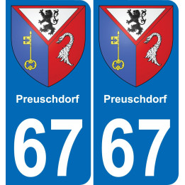 67 Preuschdorf autocollant sticker plaque immatriculation auto ville