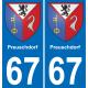 67 Preuschdorf placa etiqueta de registro de la ciudad