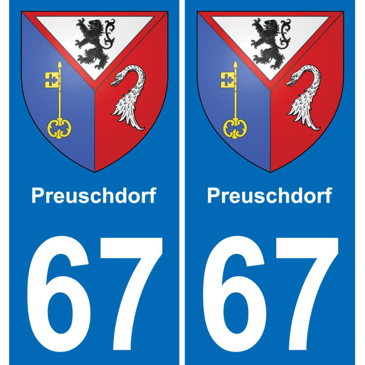 67 Preuschdorf autocollant sticker plaque immatriculation auto ville