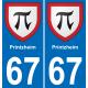 67 Printzheim placa etiqueta de registro de la ciudad
