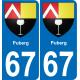 67 Puberg autocollant sticker plaque immatriculation auto ville