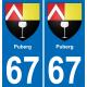 67 Puberg placa etiqueta de registro de la ciudad