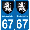 67 Quatzenheim placa etiqueta de registro de la ciudad