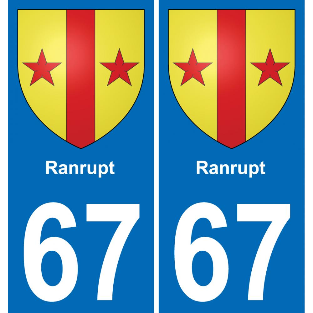 67 Ranrupt sticker plate registration city