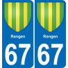 67 Rangen placa etiqueta de registro de la ciudad