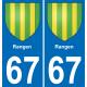 64 Pau autocollant sticker plaque immatriculation auto ville