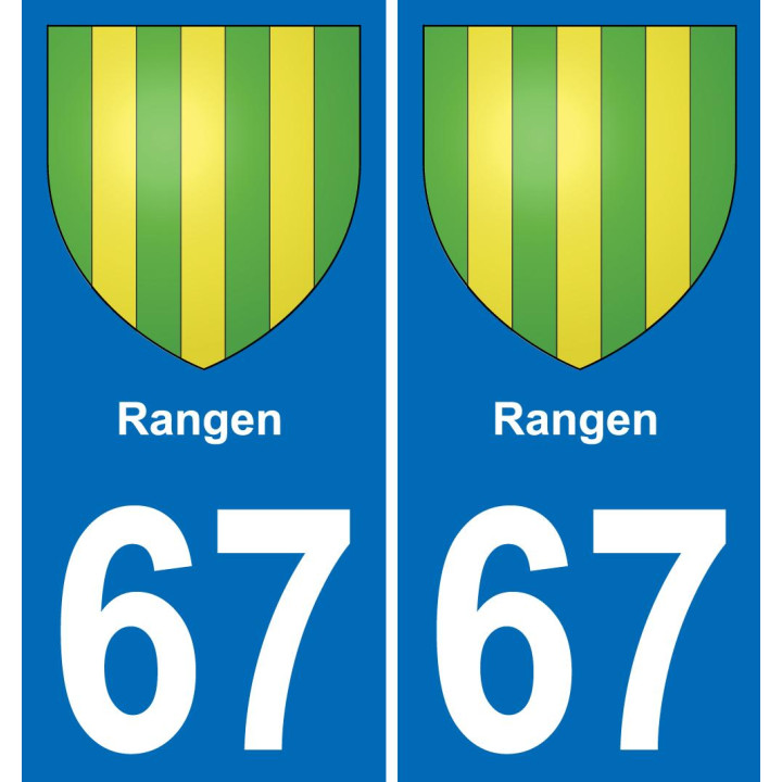 67 Rangen placa etiqueta de registro de la ciudad