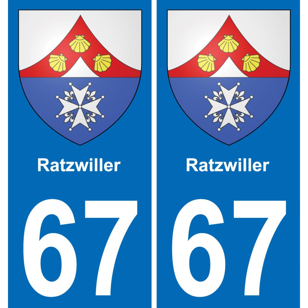 67 Ratzwiller autocollant sticker plaque immatriculation auto ville