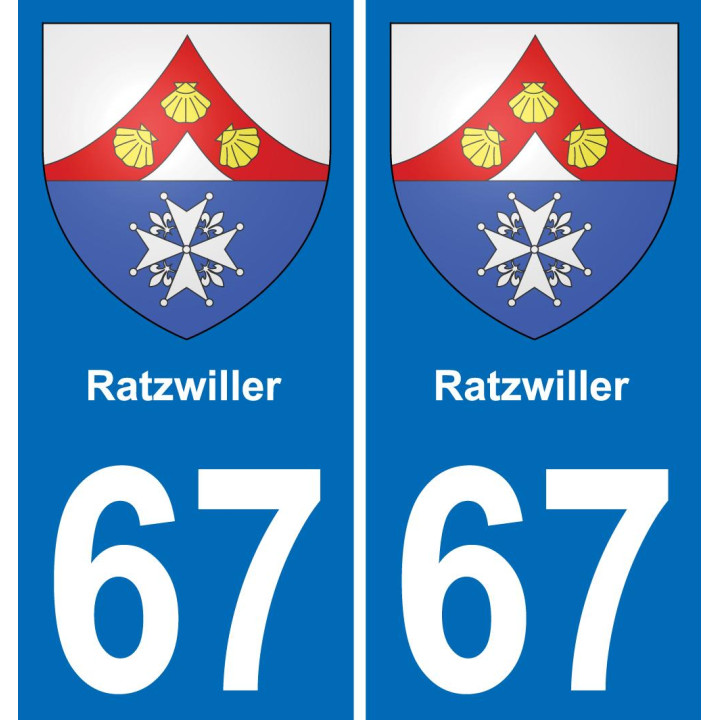 67 Ratzwiller autocollant sticker plaque immatriculation auto ville