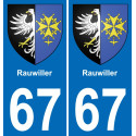 67 Rauwiller placa etiqueta de registro de la ciudad