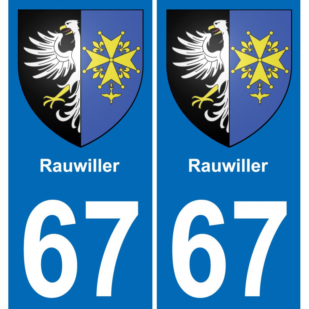 67 Rauwiller placa etiqueta de registro de la ciudad