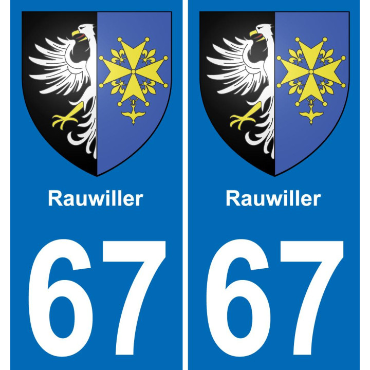 67 Rauwiller placa etiqueta de registro de la ciudad