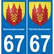 67 Reinhardsmunster placa etiqueta de registro de la ciudad