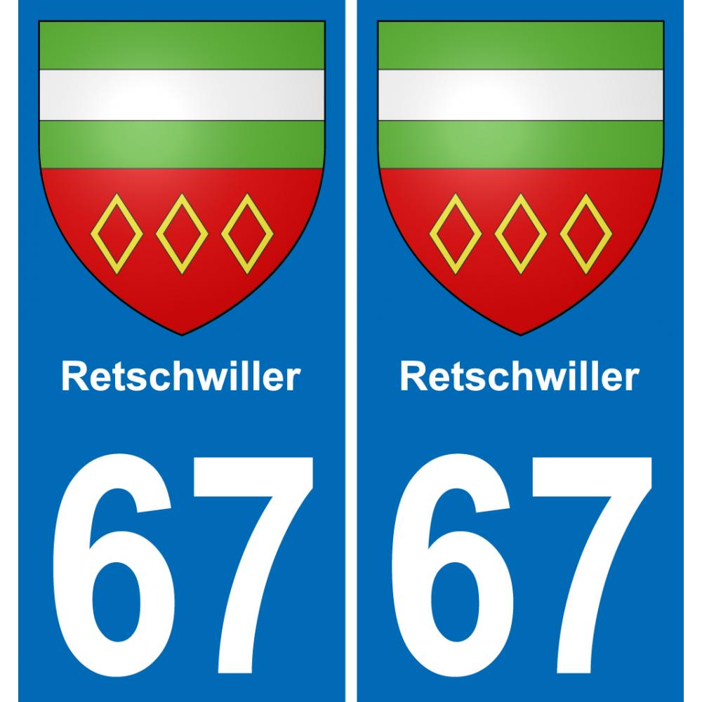 67 Retschwiller autocollant sticker plaque immatriculation auto ville