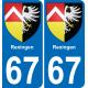 67 Rexingen-aufkleber plakette ez stadt