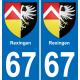 67 Rexingen sticker plate registration city