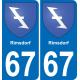 67 Rimsdorf autocollant sticker plaque immatriculation auto ville