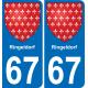 67 Ringeldorf sticker plate registration city