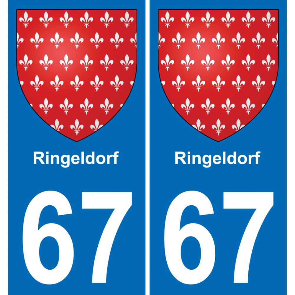 67 Ringeldorf autocollant sticker plaque immatriculation auto ville