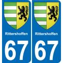 67 Rittershoffen-aufkleber plakette ez stadt