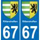 67 Rittershoffen autocollant sticker plaque immatriculation auto ville