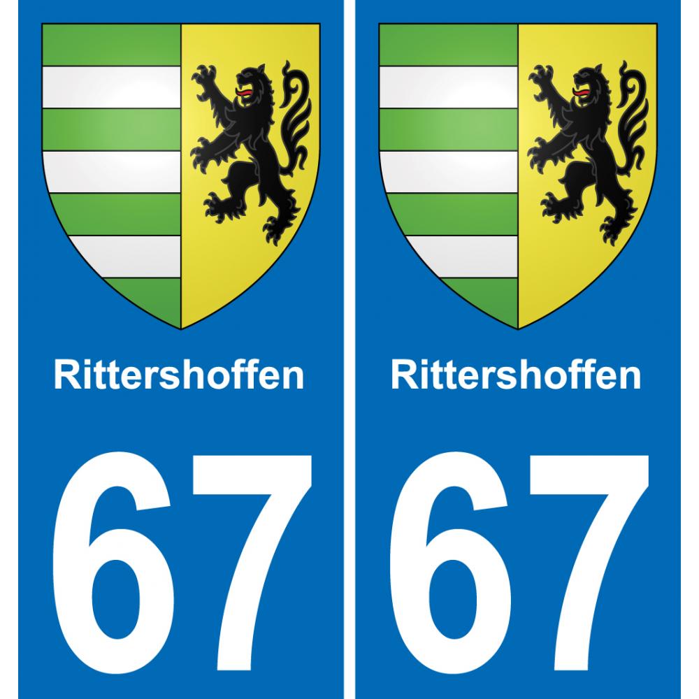 67 Rittershoffen autocollant sticker plaque immatriculation auto ville