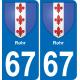 67 Rohr placa etiqueta de registro de la ciudad