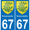 67 Romanswiller placa etiqueta de registro de la ciudad