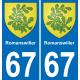 67 Romanswiller sticker plate registration city