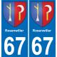 67 Rosenwiller placa etiqueta de registro de la ciudad