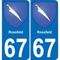 67 Rossfeld autocollant sticker plaque immatriculation auto ville
