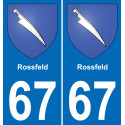 67 Rossfeld autocollant sticker plaque immatriculation auto ville