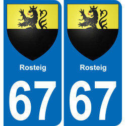 67 Rosteig autocollant sticker plaque immatriculation auto ville