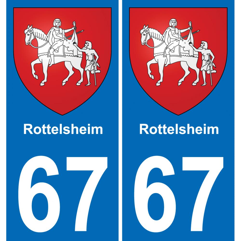 67 Rottelsheim autocollant sticker plaque immatriculation auto ville