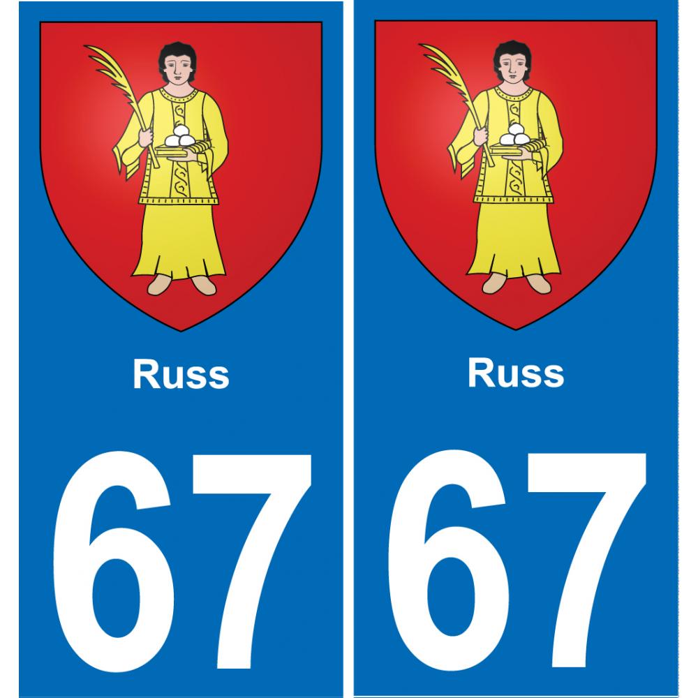 67 Russ autocollant sticker plaque immatriculation auto ville