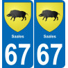 67 Saales autocollant sticker plaque immatriculation auto ville