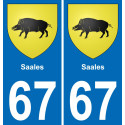 67 Saales placa etiqueta de registro de la ciudad