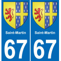 67 Saint-Martin sticker plate registration city
