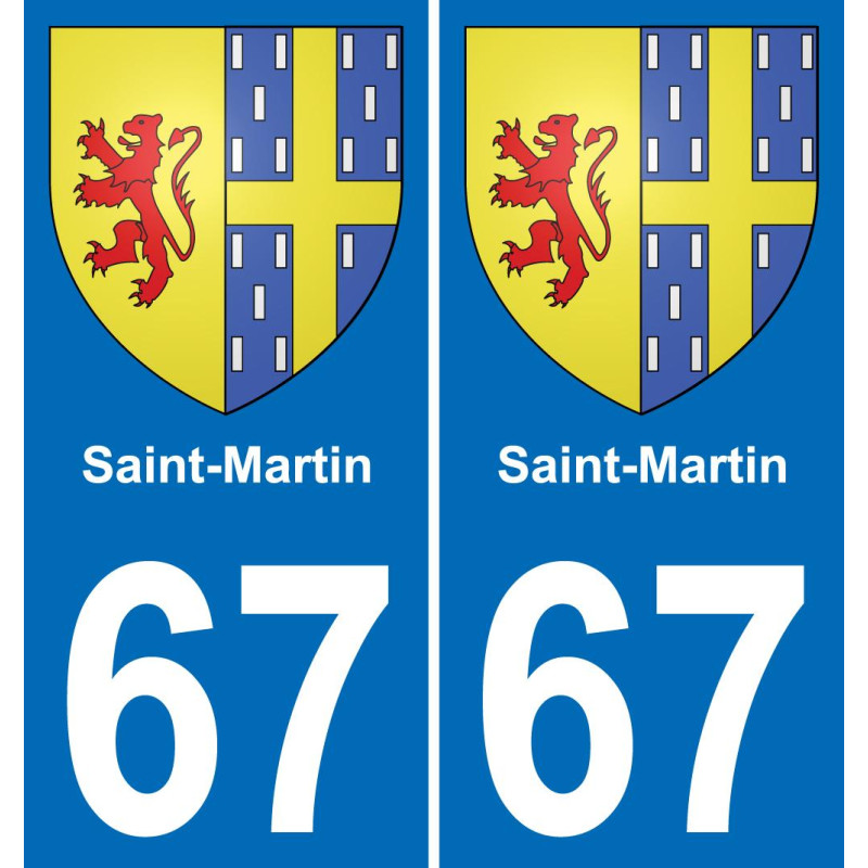 67 Saint-Martin sticker plate registration city