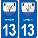 13 Eyragues blason ville autocollant plaque sticker