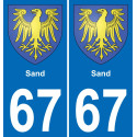 67 Sand autocollant sticker plaque immatriculation auto ville