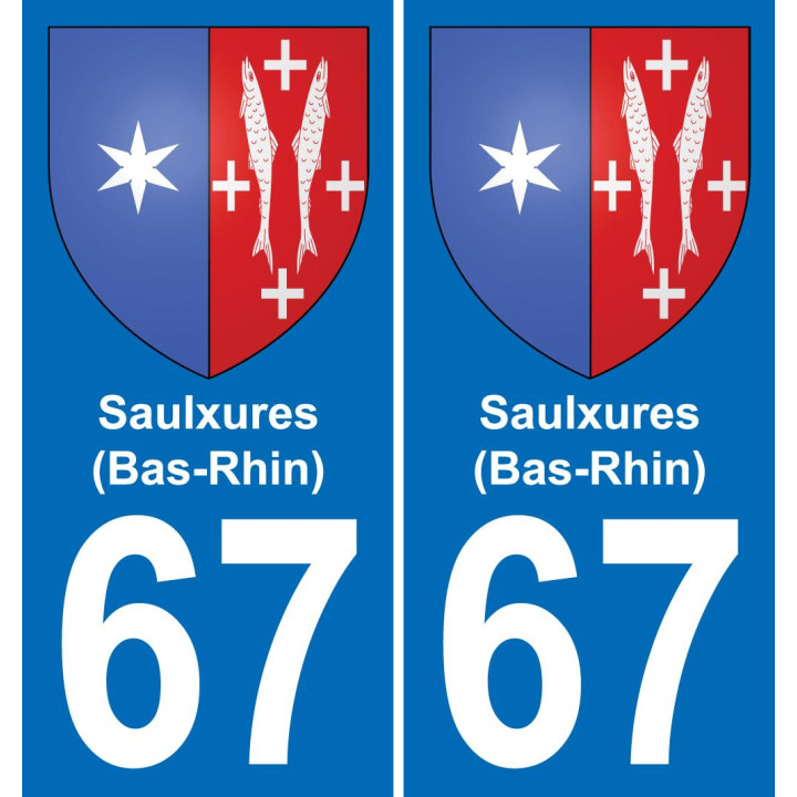 67 Saulxures (Bas-Rhin) placa etiqueta de registro de la ciudad